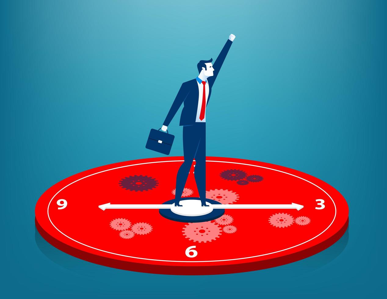 Businessman Standing on Clock vector