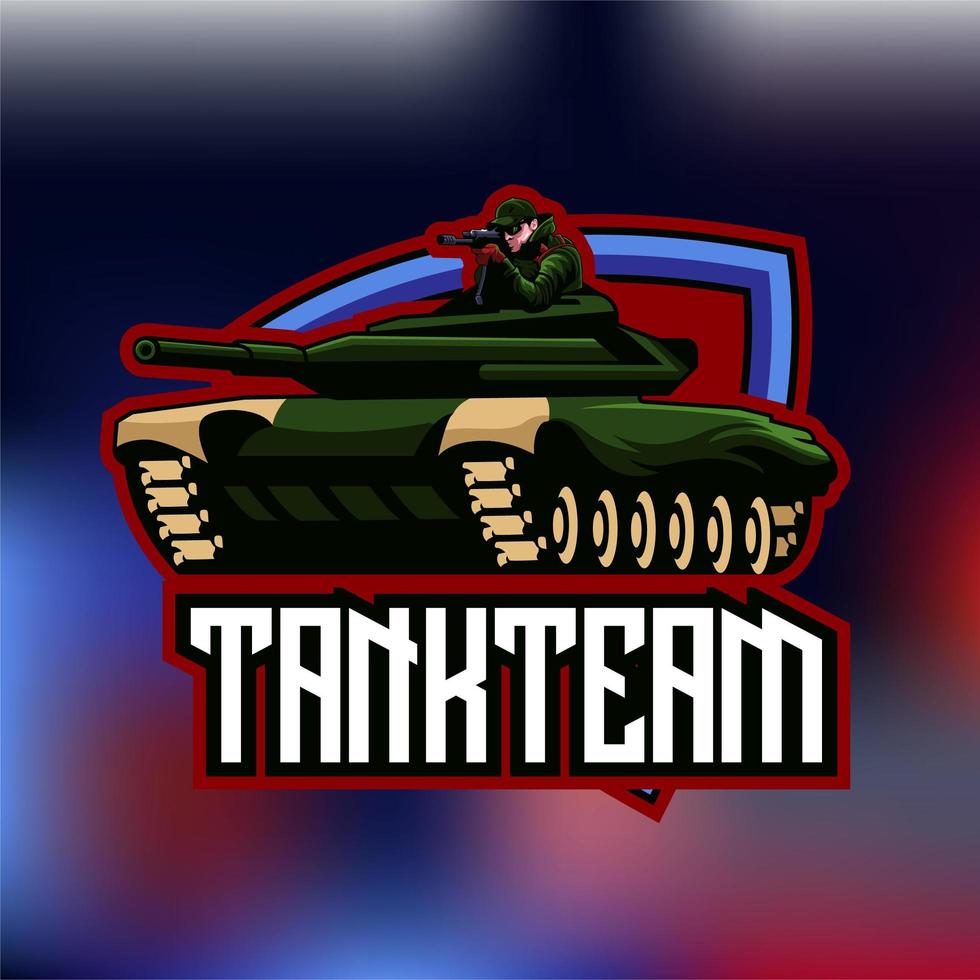 Diseño de la insignia del juego del equipo del tanque vector