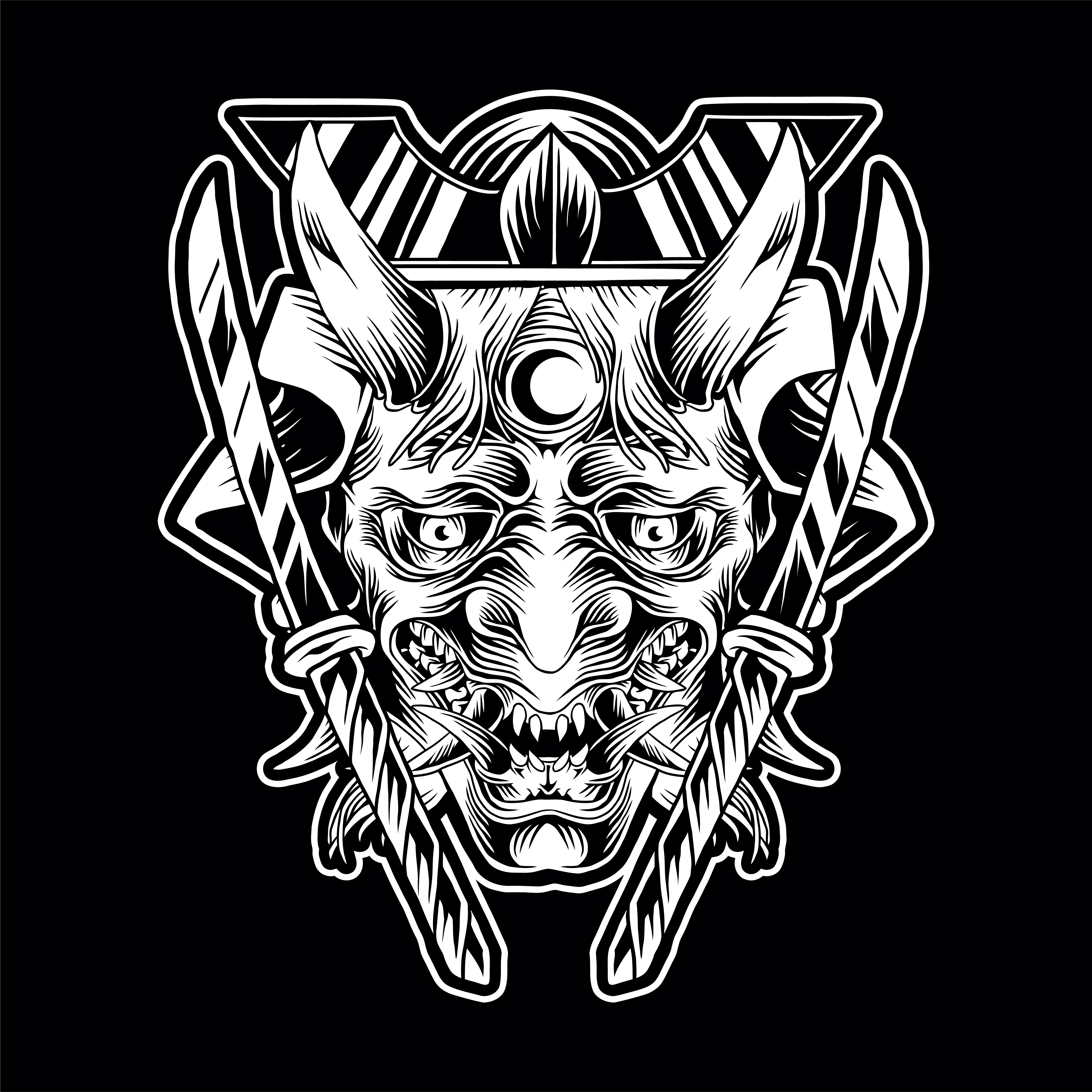 Oni Mask Illustration 696442 Vector Art at Vecteezy