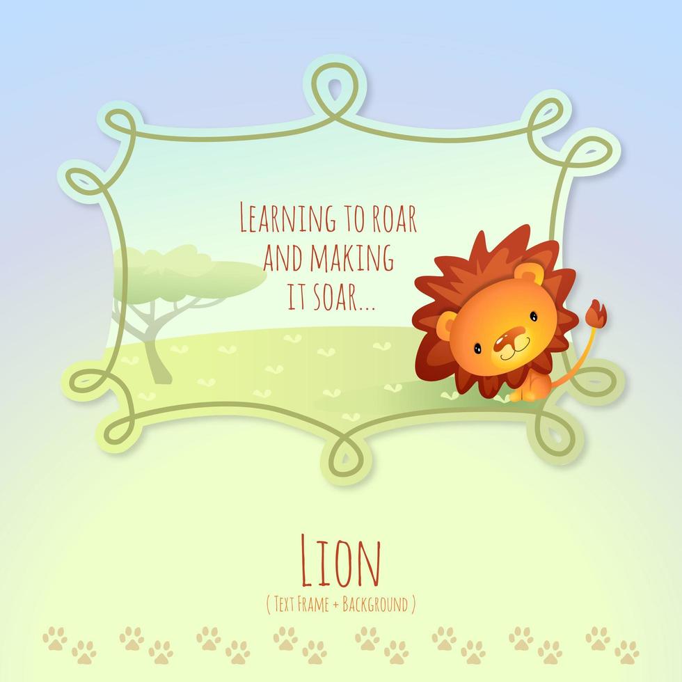 Cartoon African Lion with Text Frame Callout vector