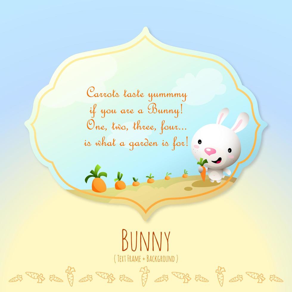 Cartoon Hungry Rabbit with Carrots Text Frame Callout vector