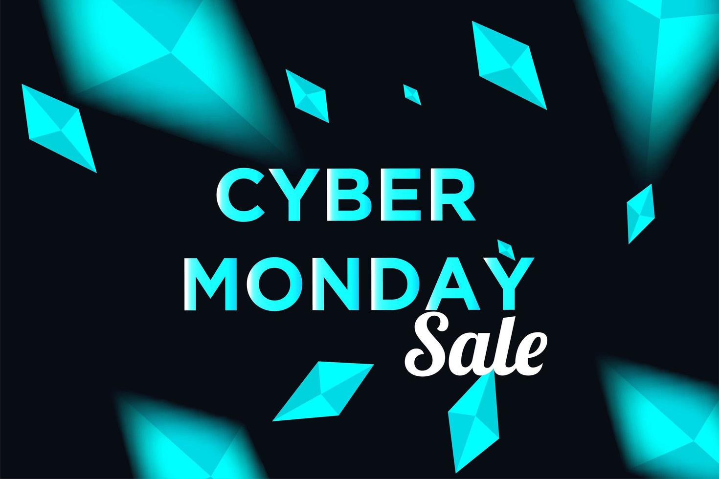 Cyber Monday Sale Poster with Glowing Diamonds 696534 Vector Art at