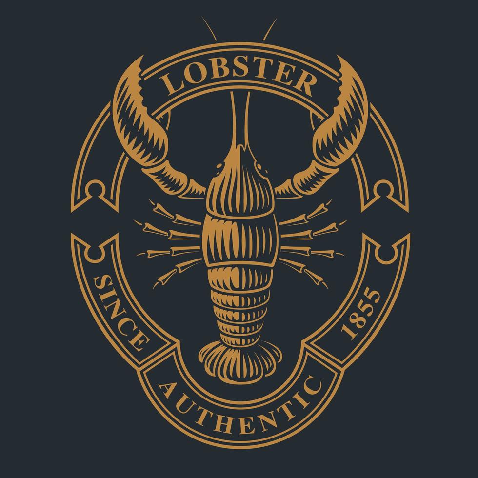 Vintage Emblem with a Lobster for Seafood Theme vector