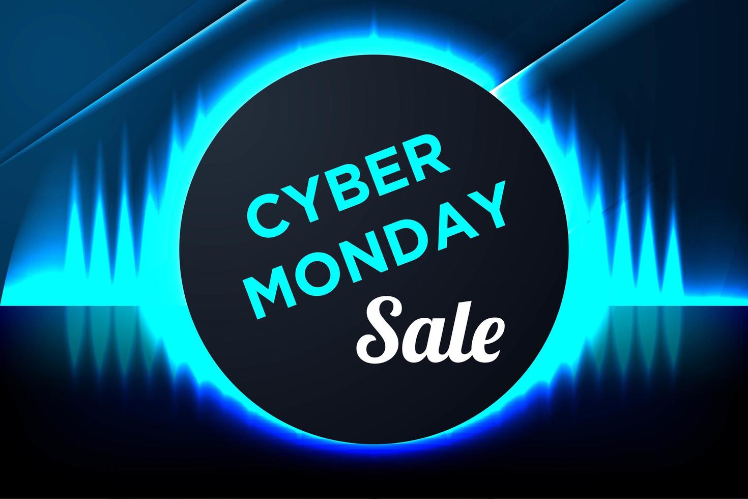 Blue Glowing Cyber Monday Banner with Circle Frame 696559 Vector Art at