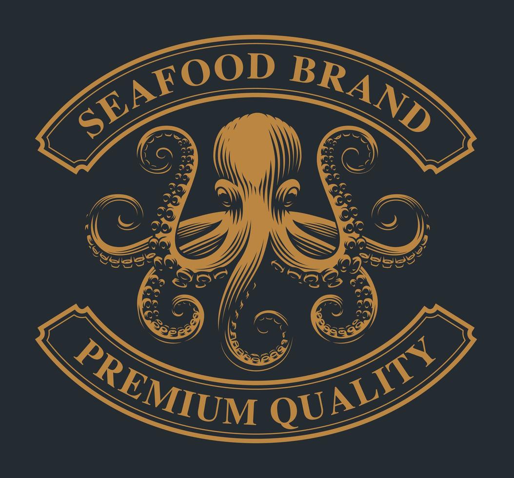 Vintage Emblem with an Octopus vector