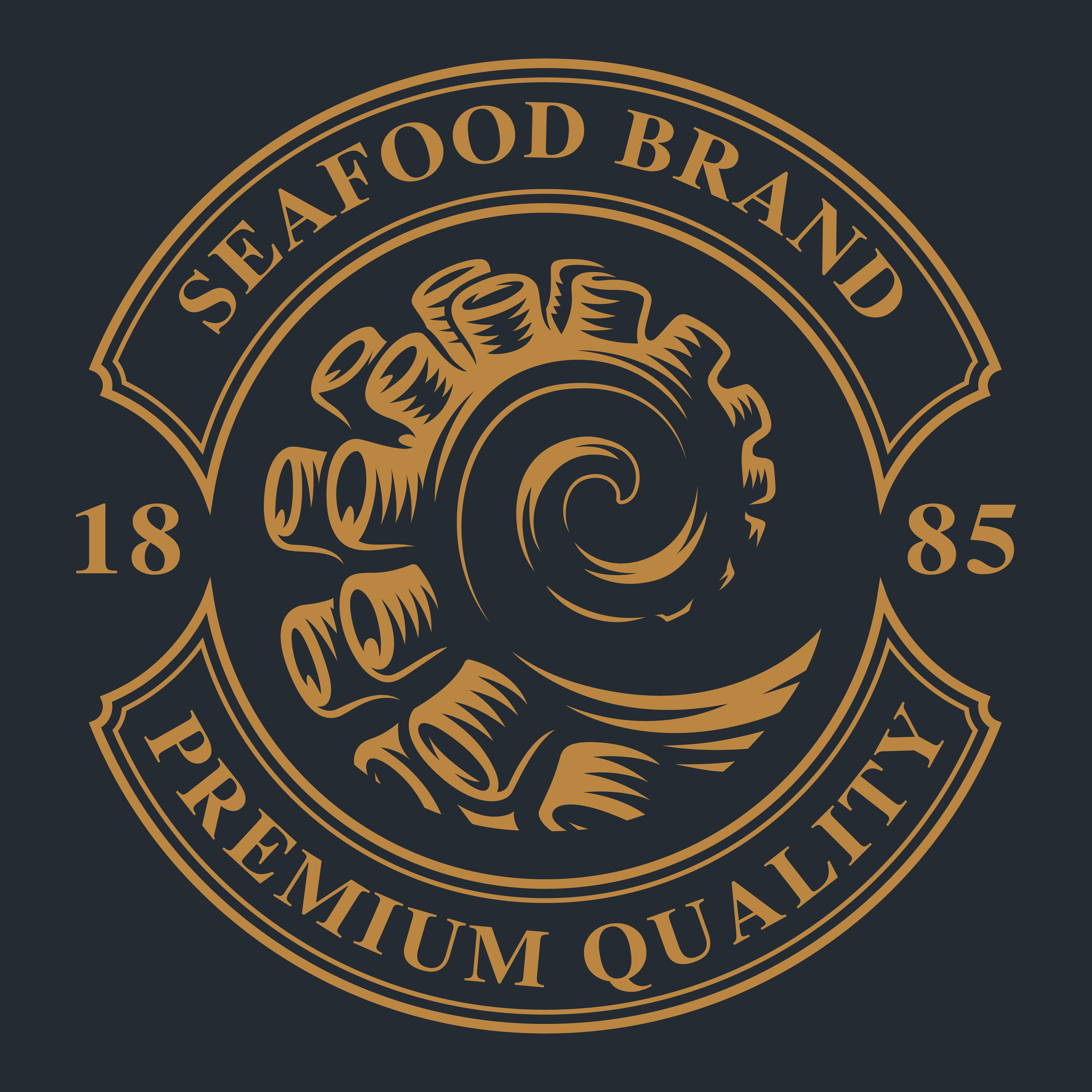 Vintage Emblem with an Octopus Tentacle 696664 - Download Free Vectors