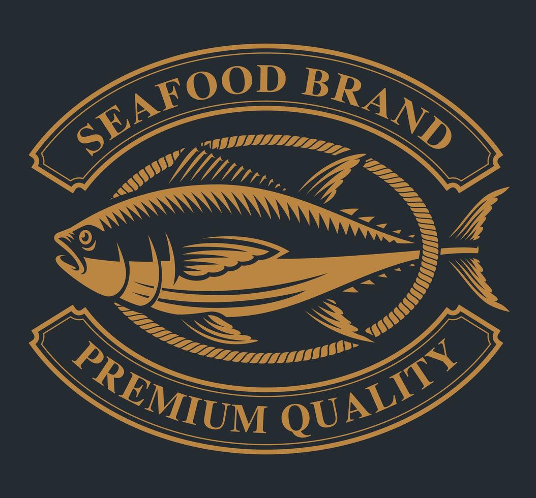 Vintage Label with a Tuna and Rope vector