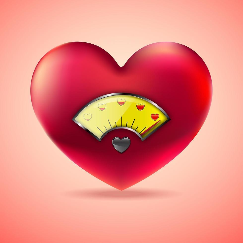 Red Heart with Yellow Fuel Gauge vector