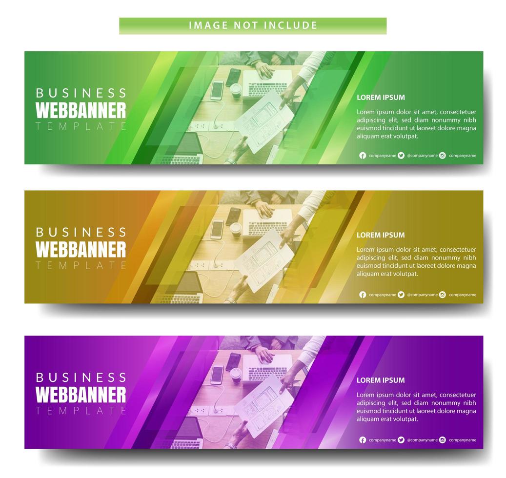 Colorful Diagonal Design Horizontal Banner Set vector