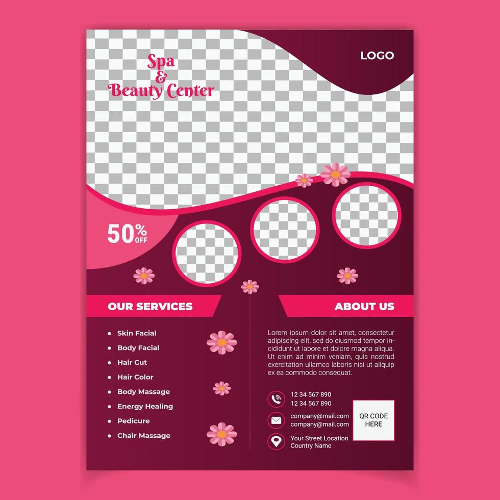 Beauty Salon Spa Flyer Template vector