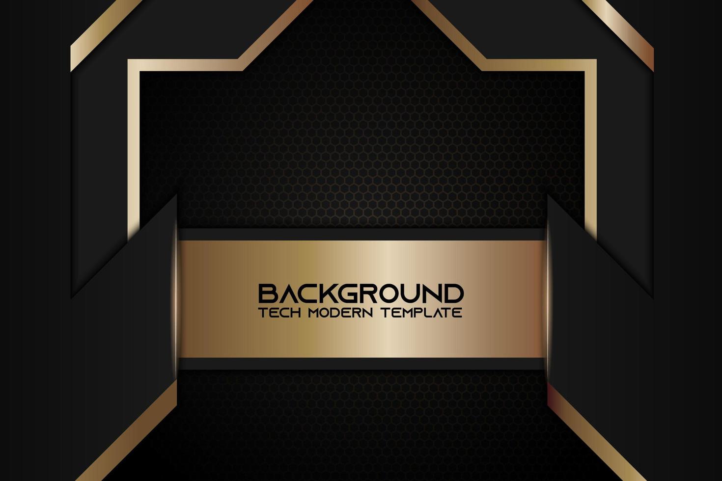 Metallic Angled Background with Golden Black Frame vector