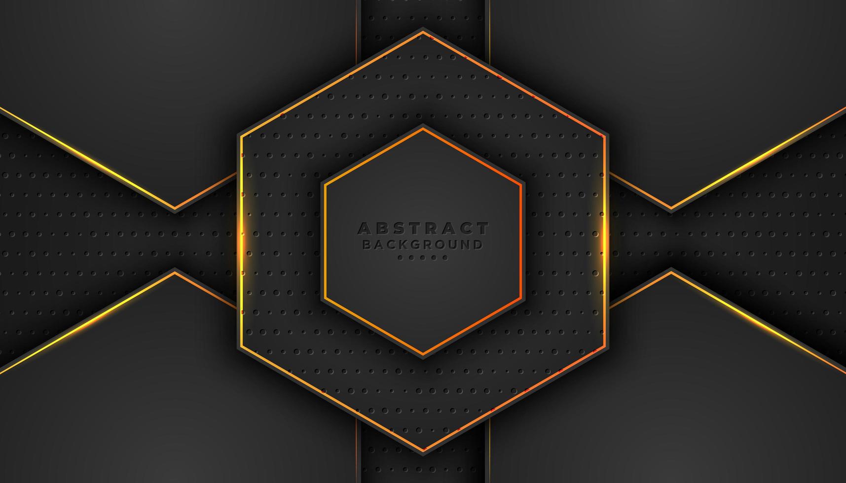 Dark 3D Hexagon Background with Orange Outlines vector