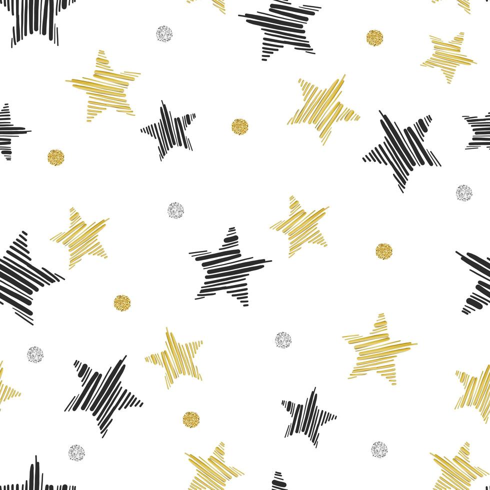 Black and Gold Glitter Star Pattern vector