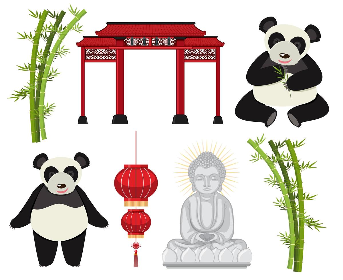 A set of Asian elements vector