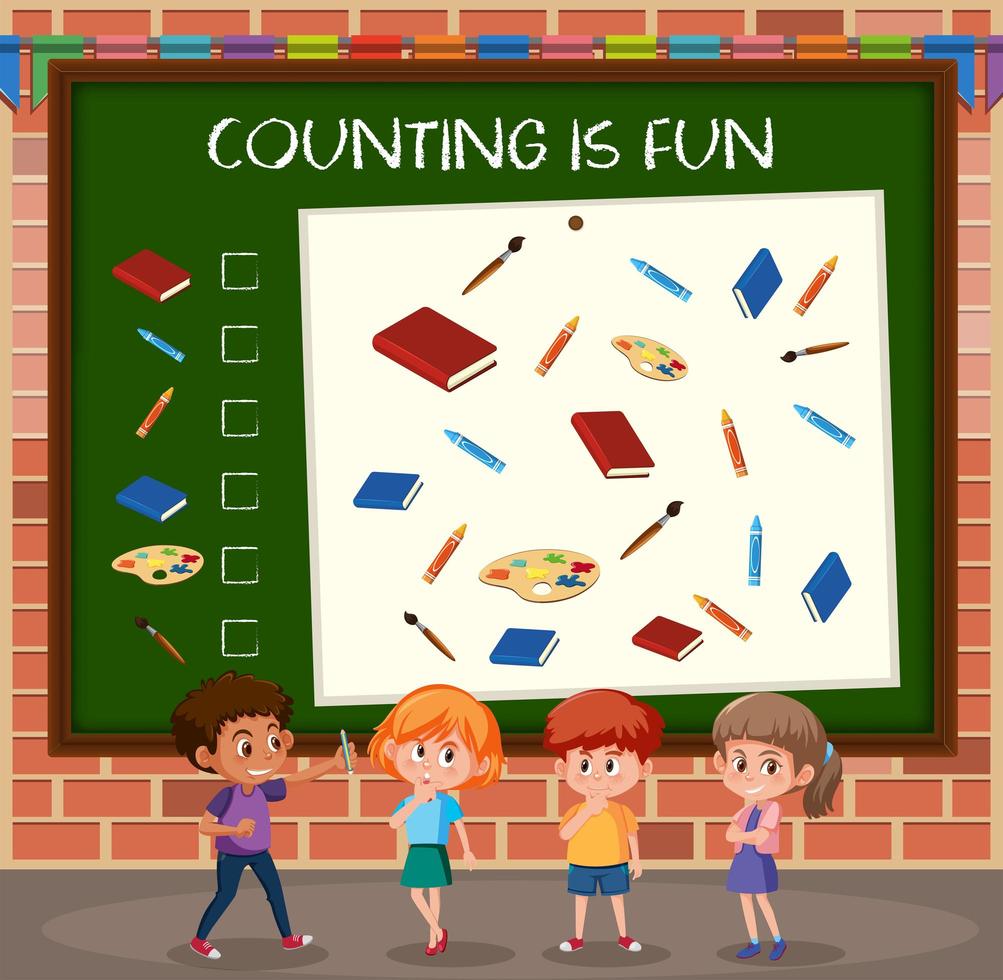 Children counting game template vector