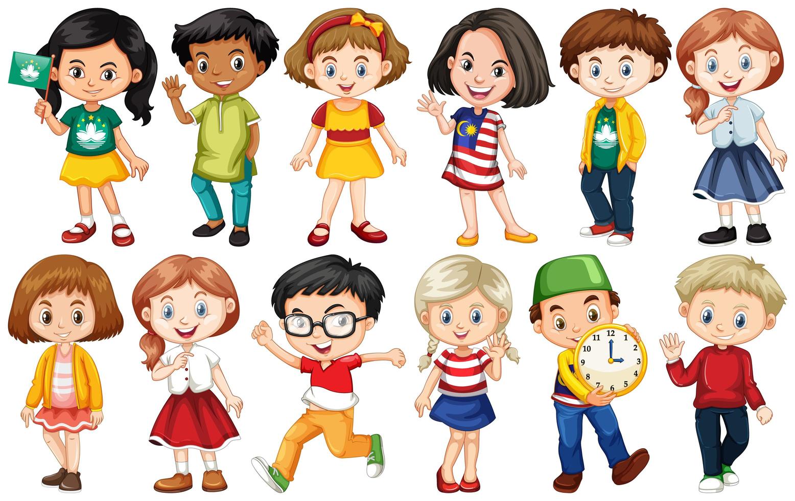 Set of children from different countries vector