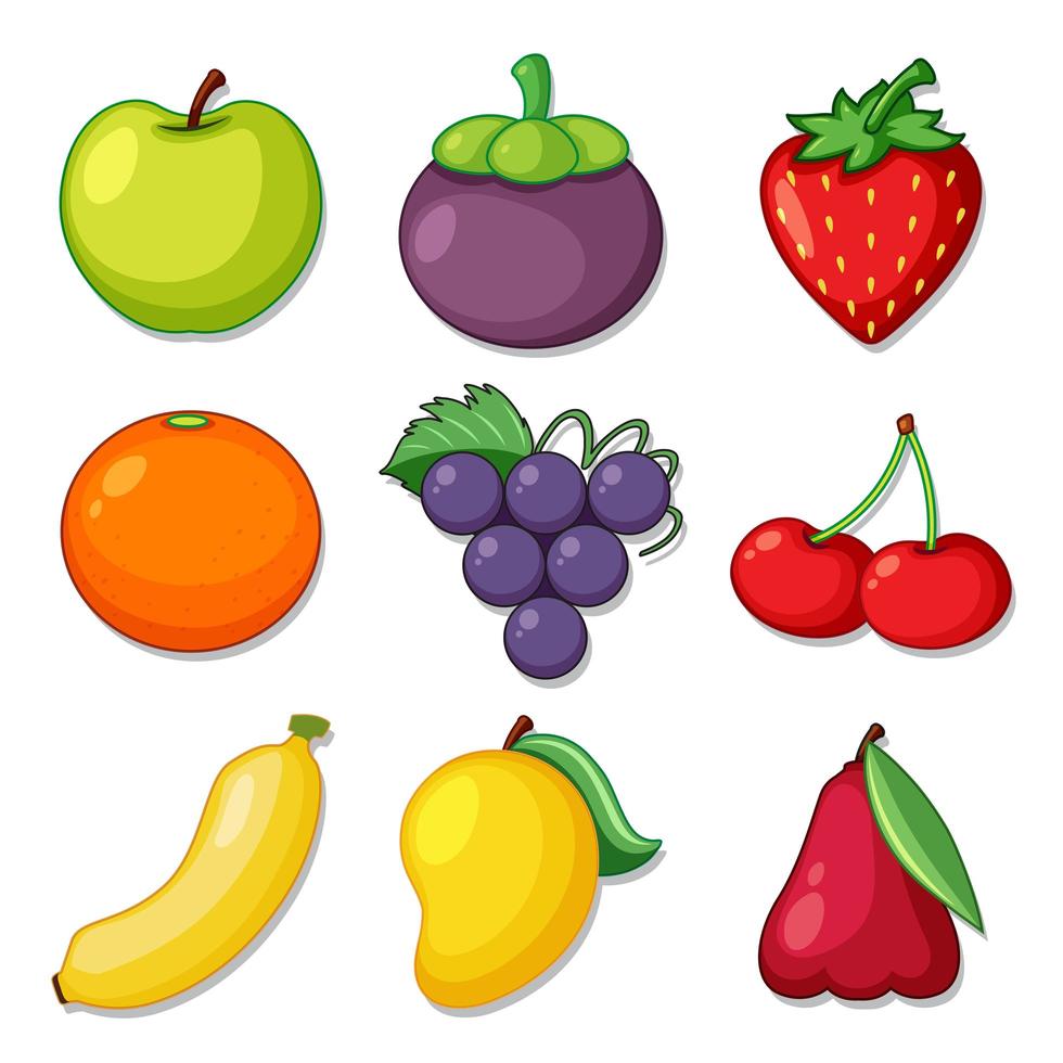 un conjunto de frutas orgánicas vector