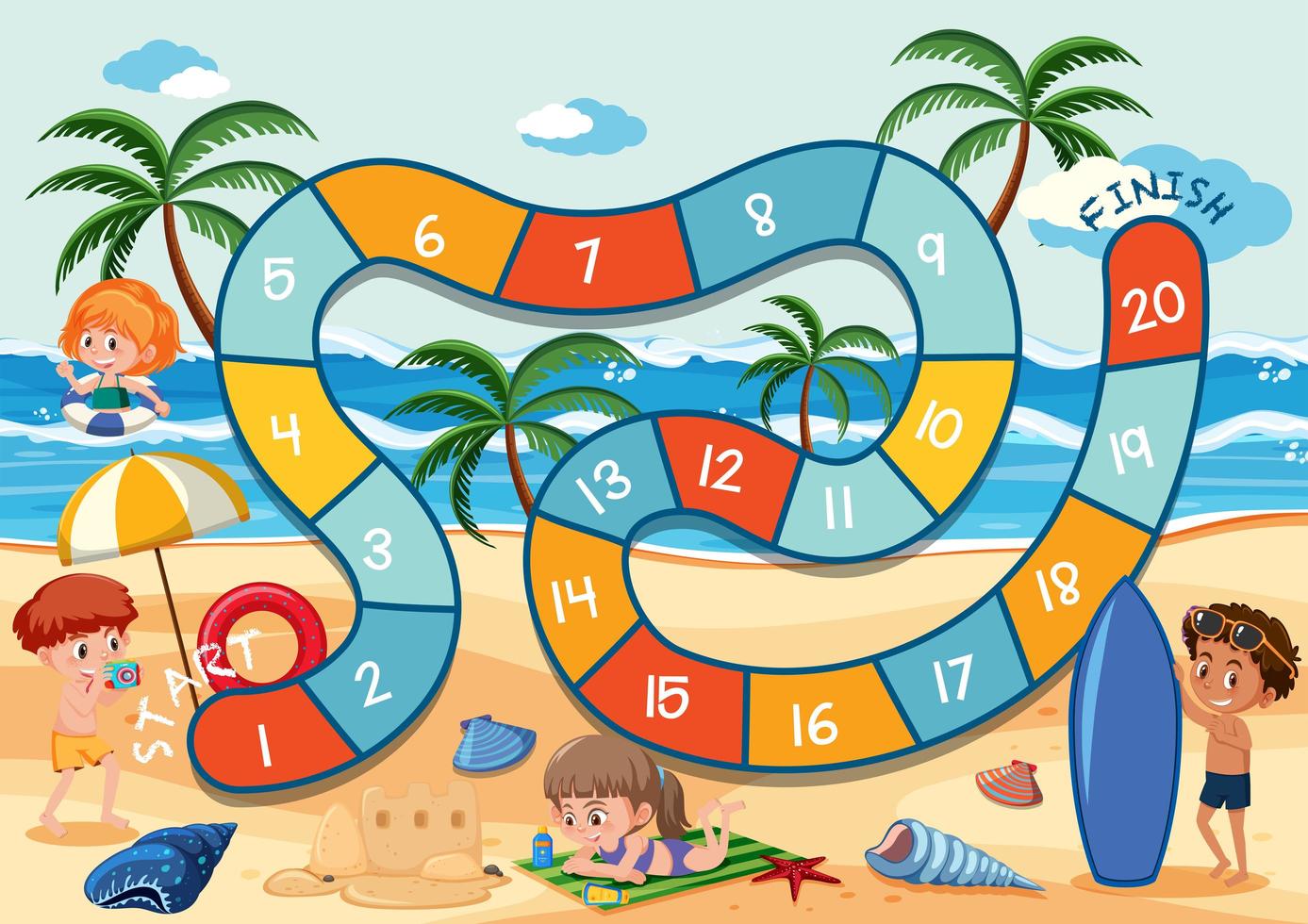 Board game summer theme vector