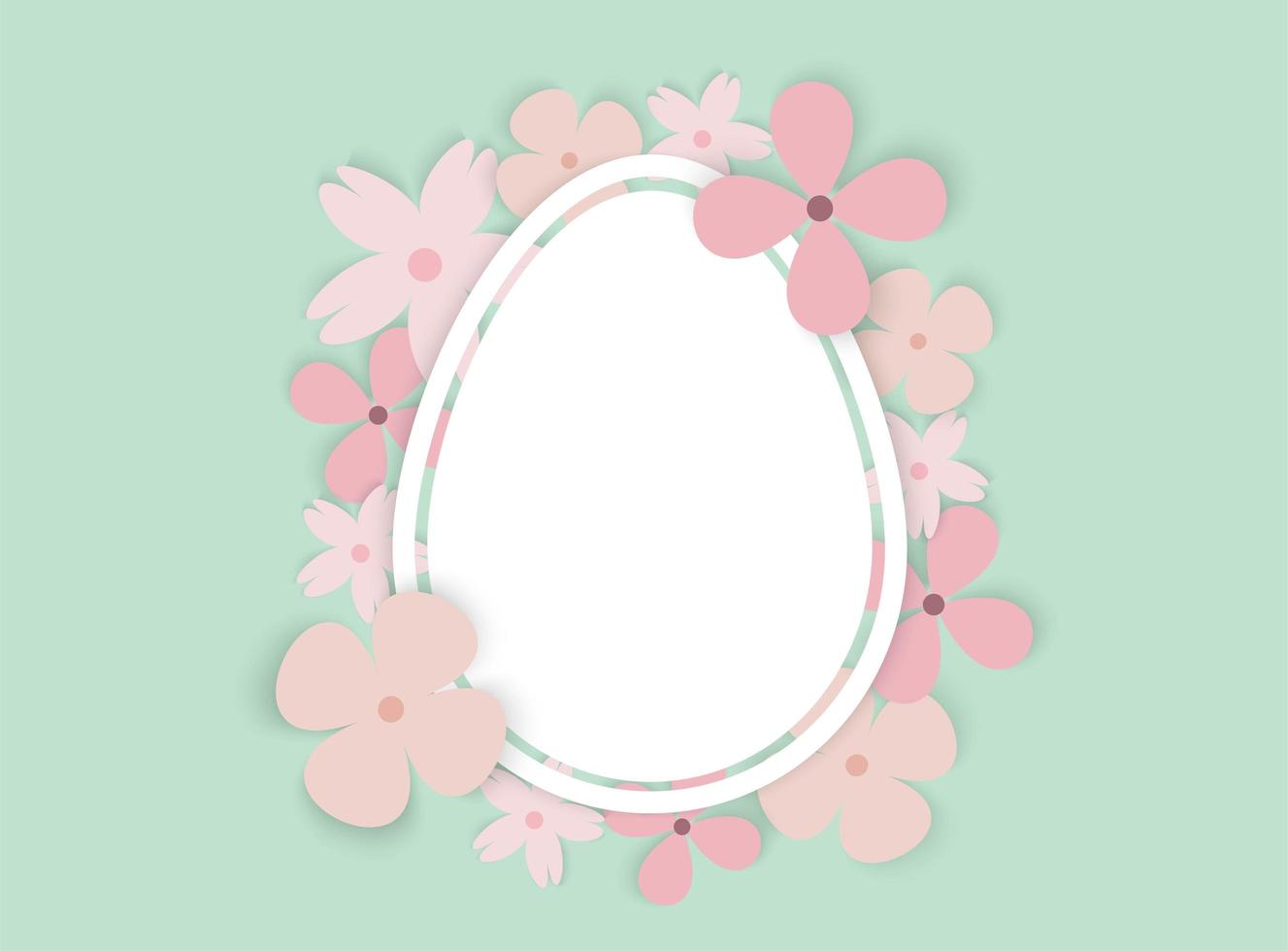 Easter Egg with Flowers Frame vector