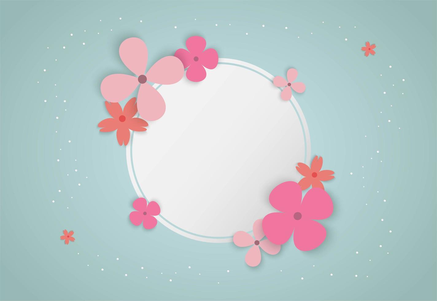 Circle Frame with Colorful Flowers  vector