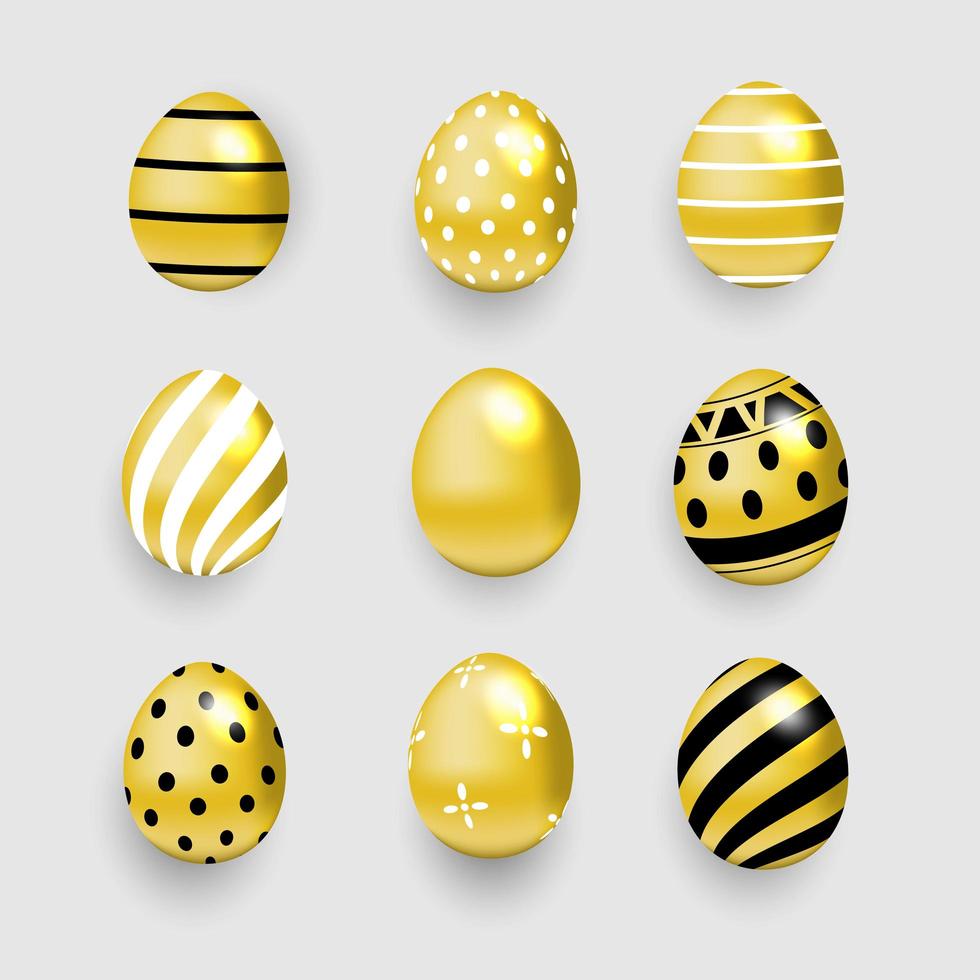 conjunto de oro de huevo de pascua vector