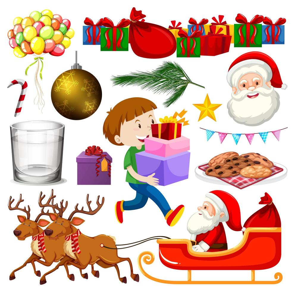 Set of isolated objects of Christmas theme vector