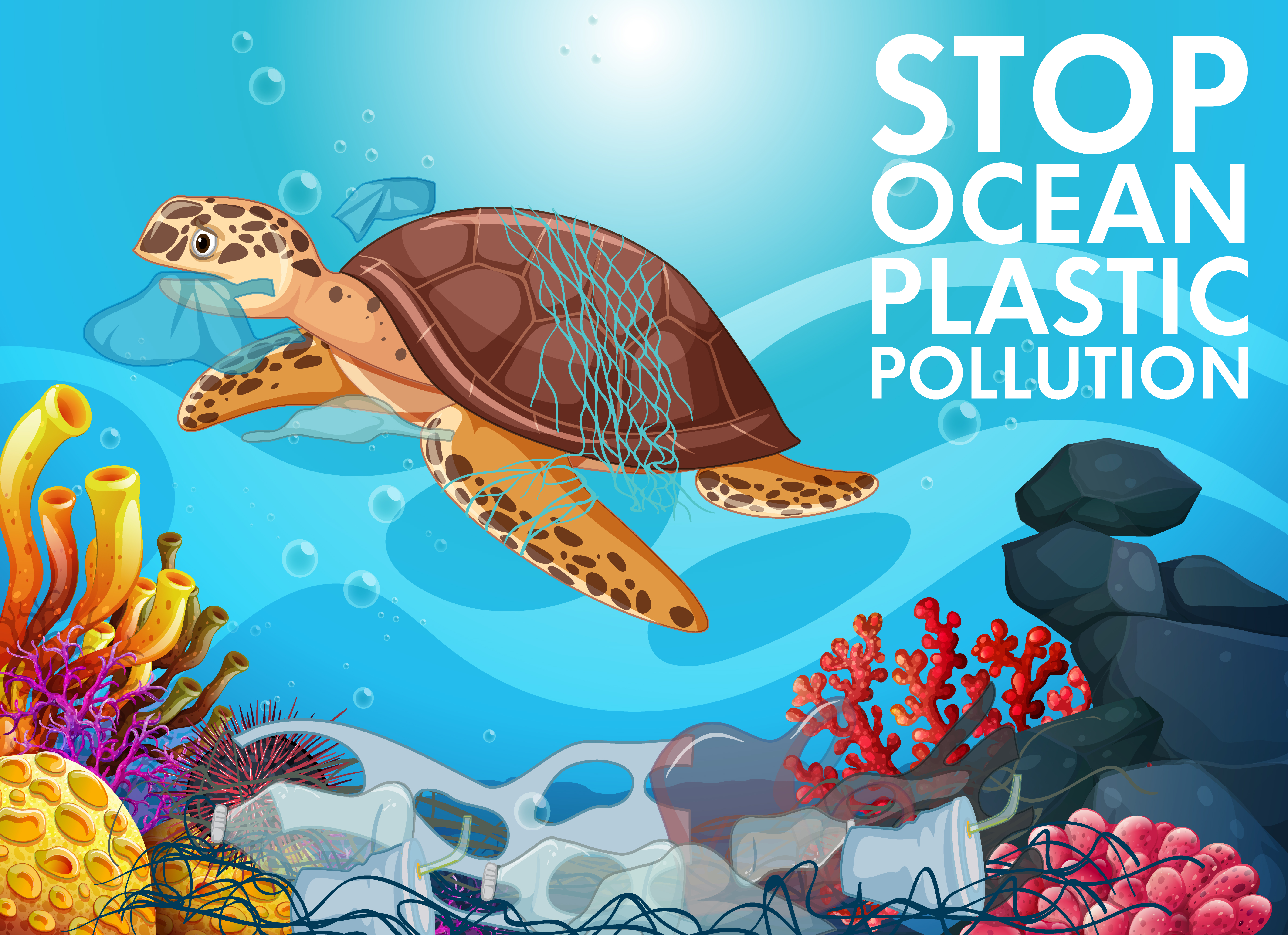 Stop Ocean Plastic Pollution 697384 Vector Art at Vecteezy