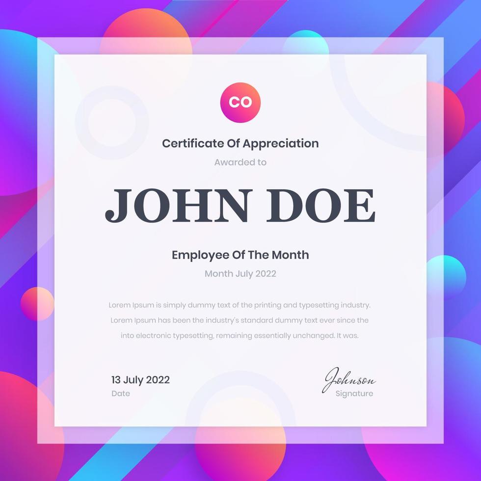 Employee Of The Month Trendy Certificate vector