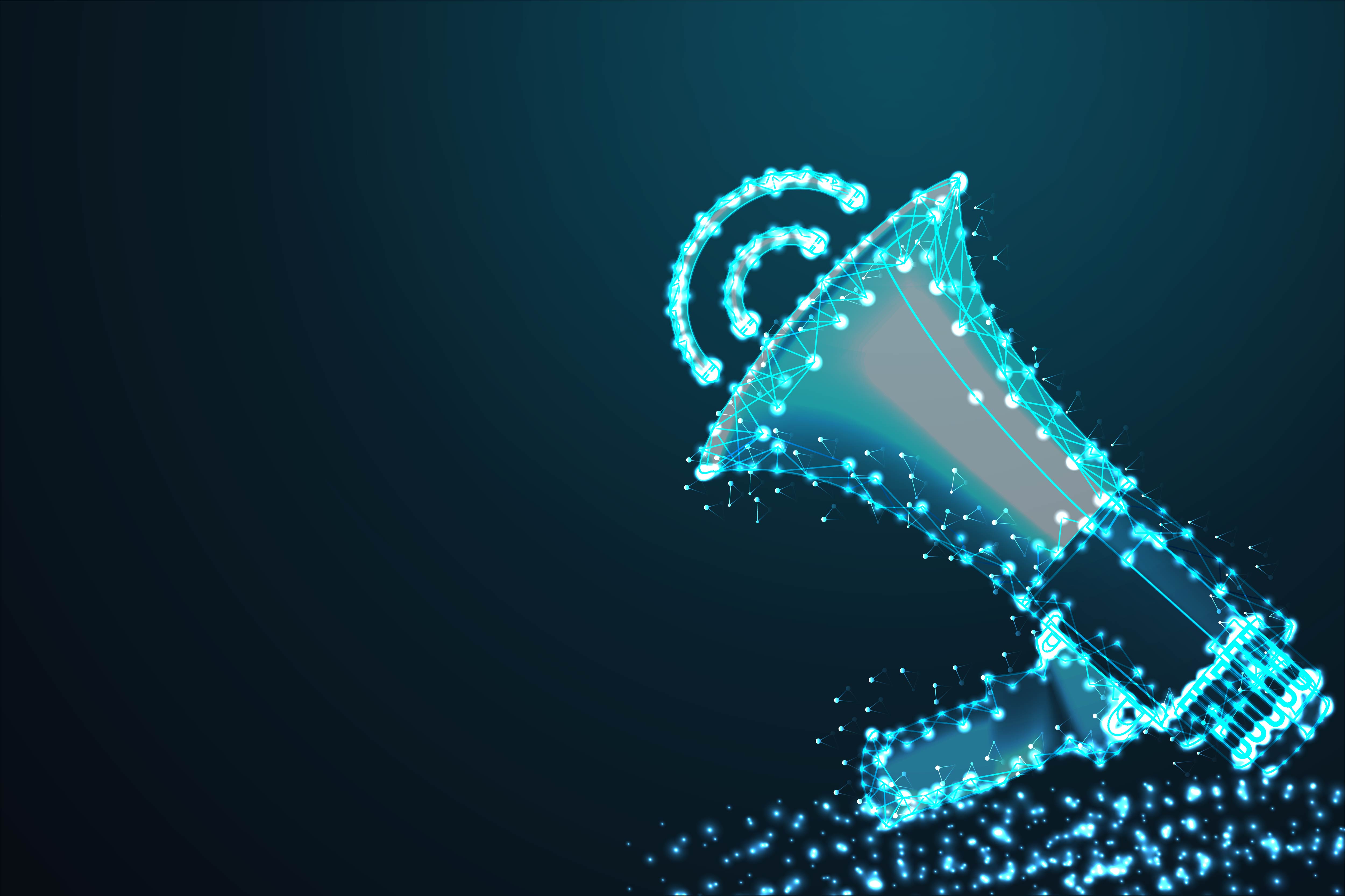 Blue Megaphone Polygonal Wire Frame 697528 Vector Art at Vecteezy