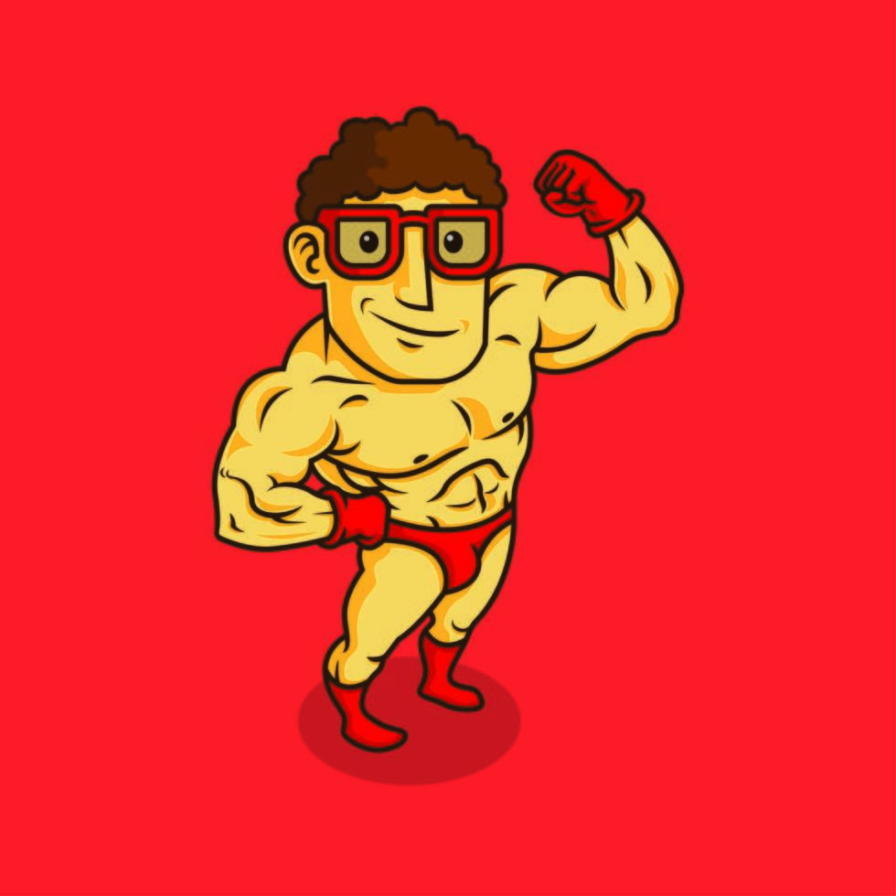 Geek Bodybuilder Character  vector