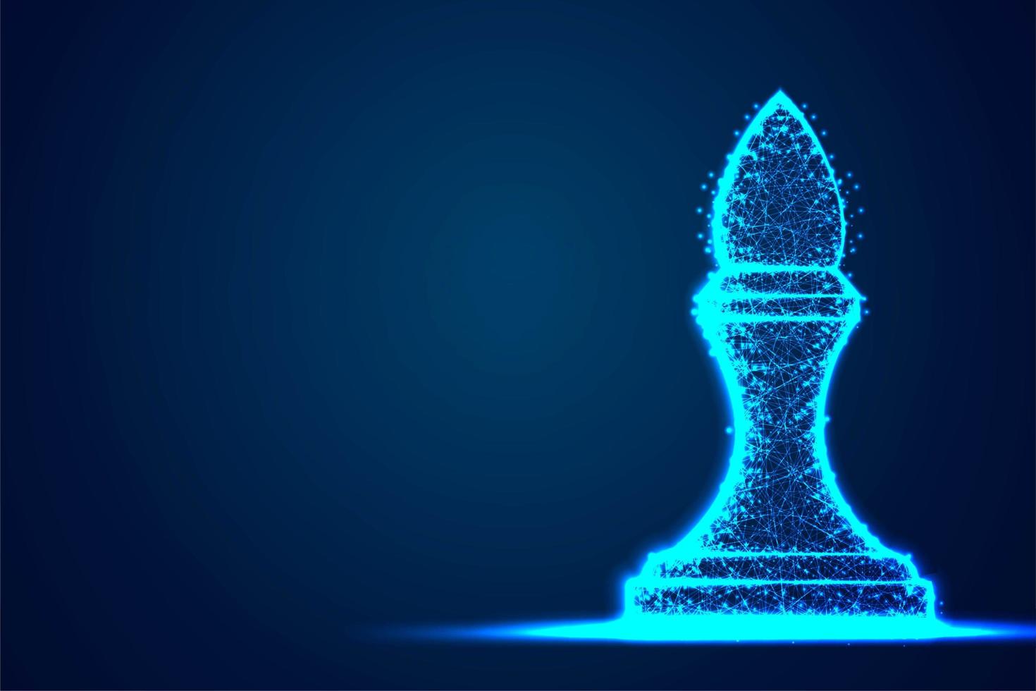 Chess Bishop wire frame Polygon blue frame structure vector