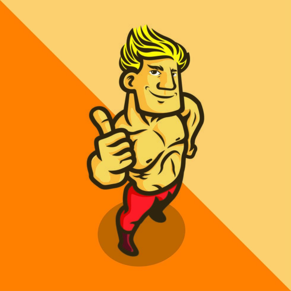 Bodybuilder with Thumbs Up vector