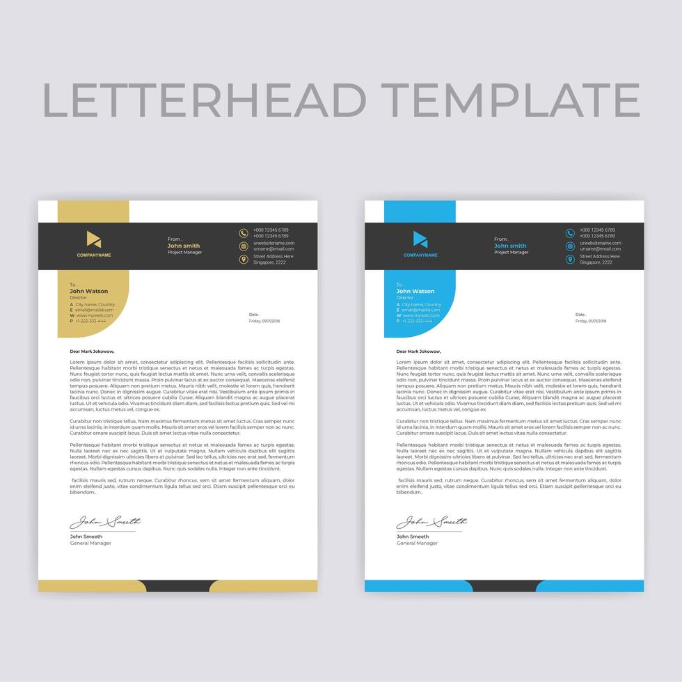 Beige and Blue Rounded Shape Letterhead Template vector