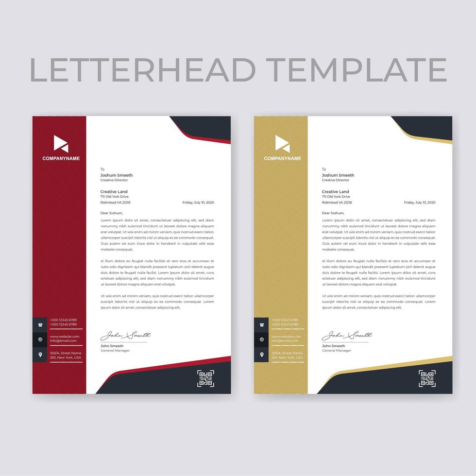 Red and Beige Vertical Border Letterhead Templates vector