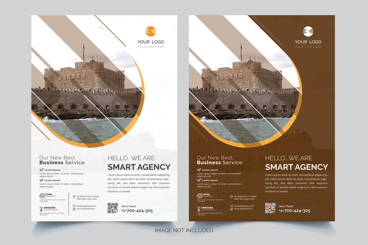 Orange, White and Brown Flyer Design Templates vector