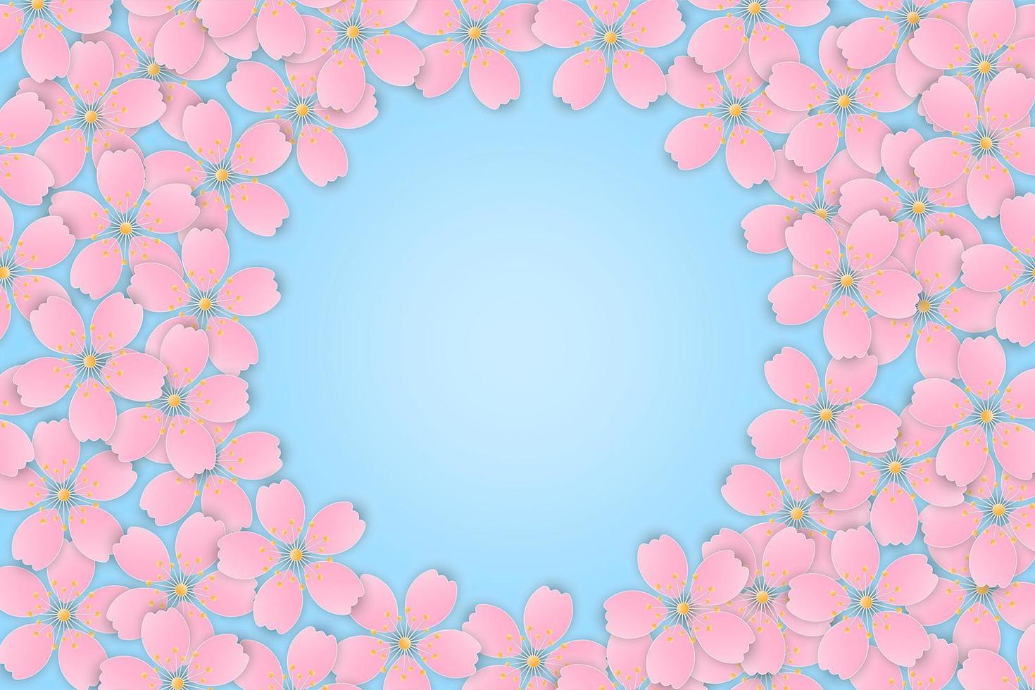 marco de flor de sakura de flor de cerezo rosa vector
