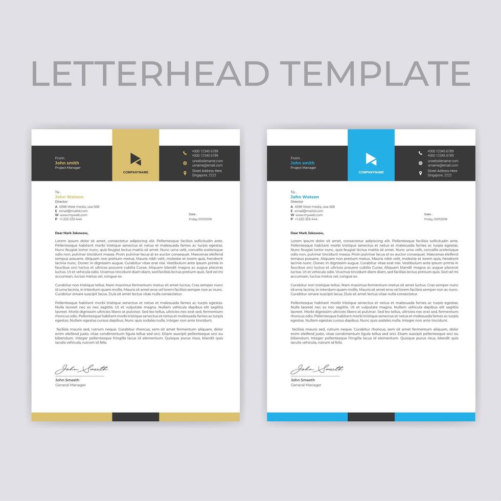 Beige and Blue Horizontal Border Letterhead Template vector