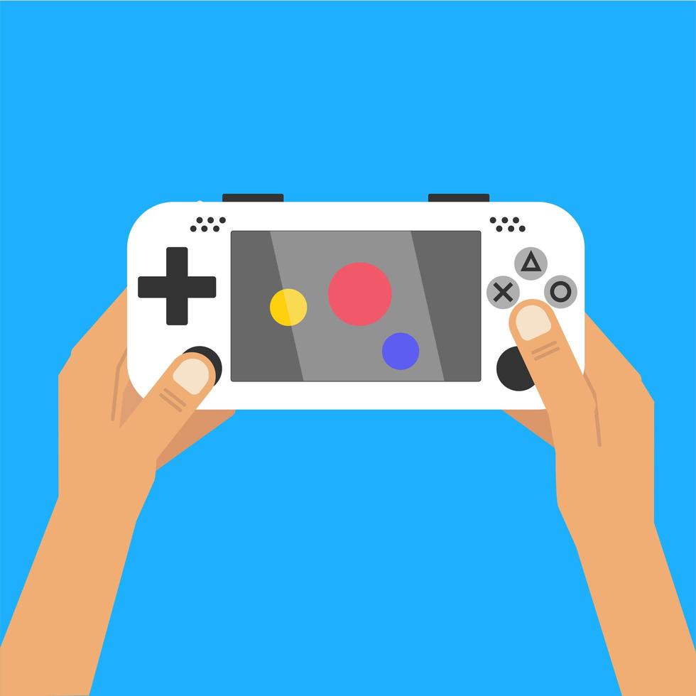 Man Holding Mobile Game vector