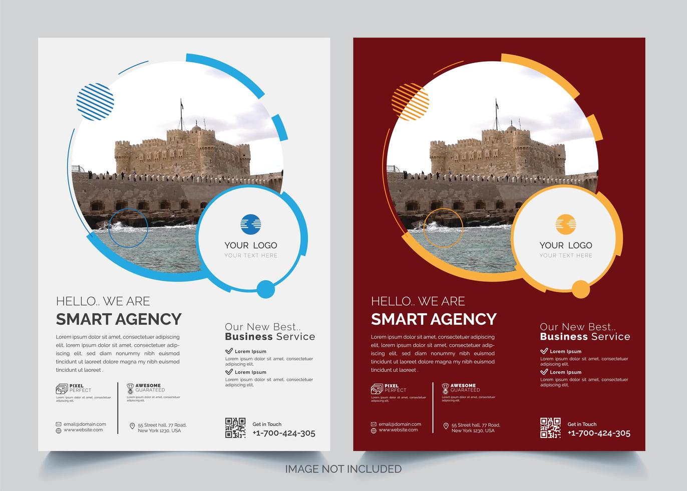 Circle Design Business Flyer Template Set vector