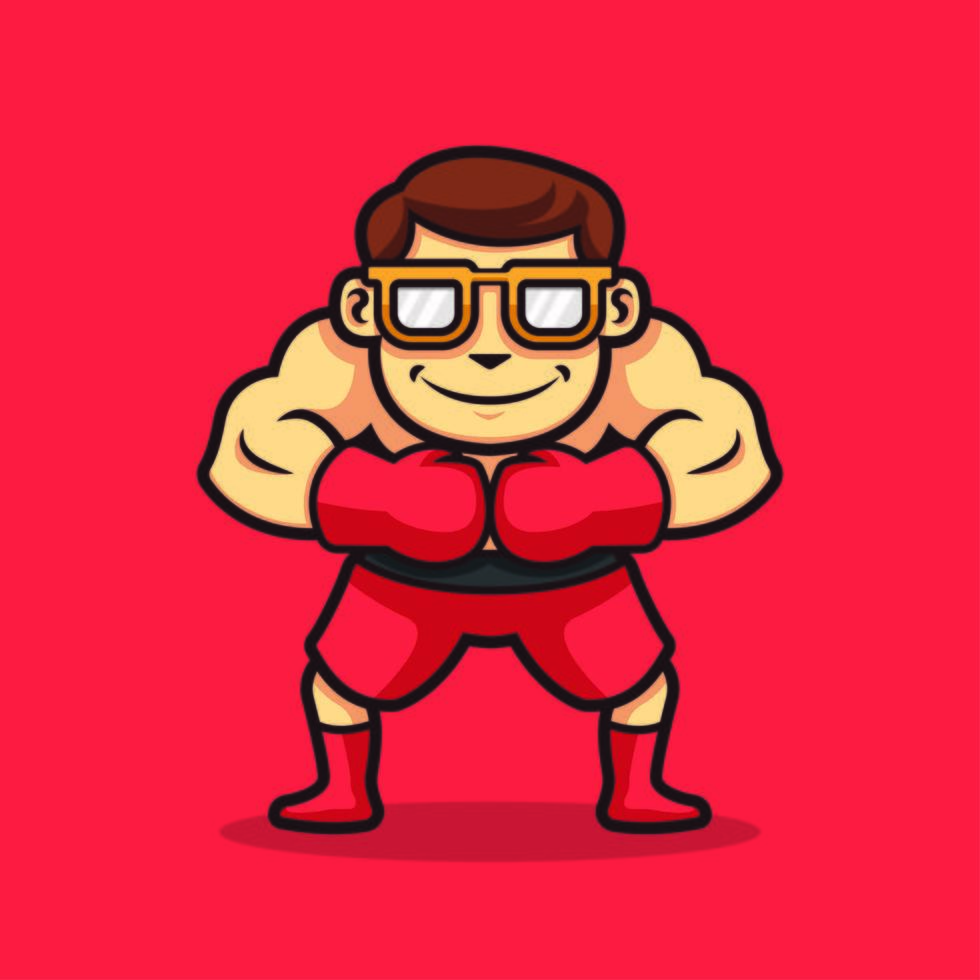 Man  with Glasses with Boxing Gloves vector