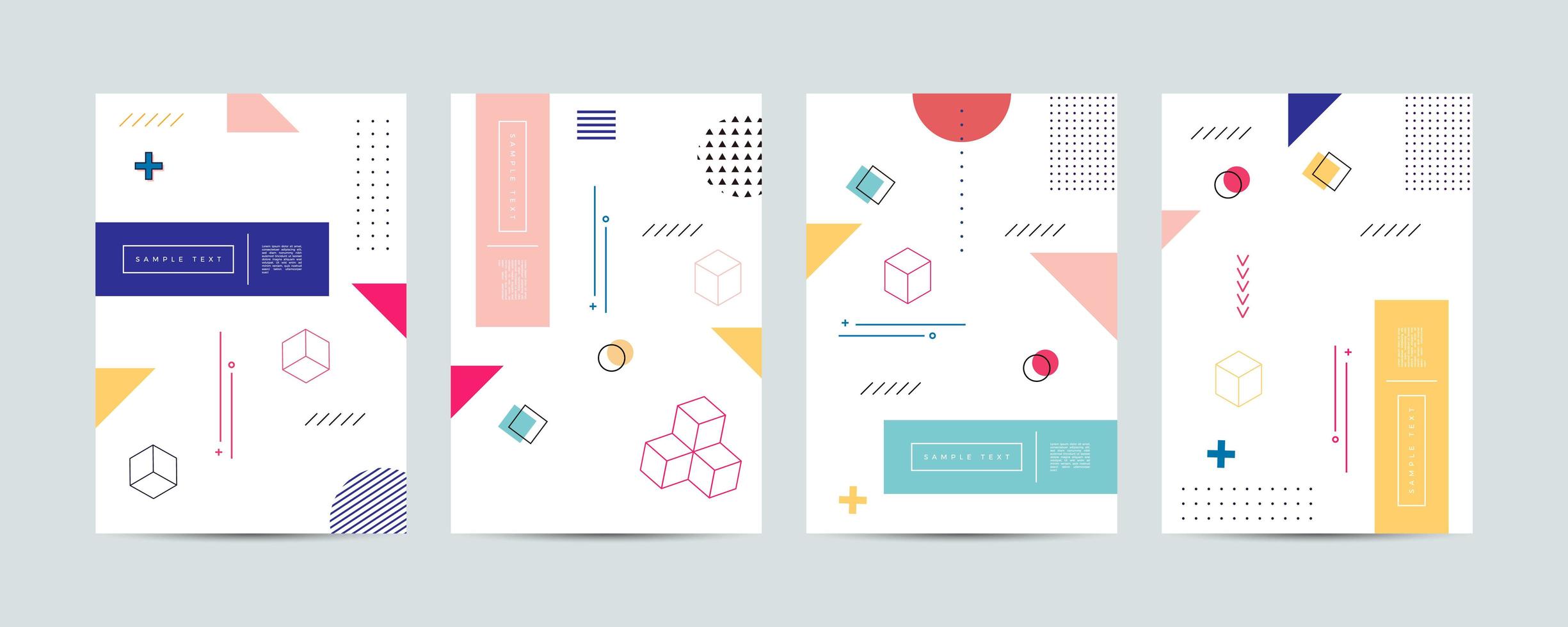 Geometric Memphis Cover Template Set vector