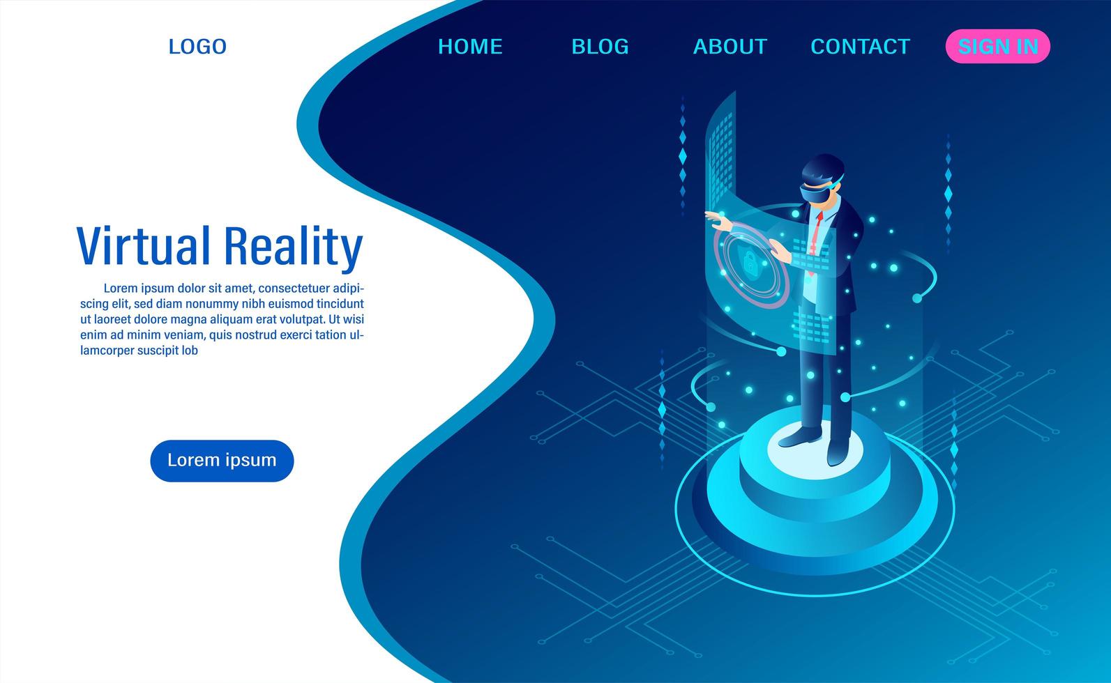 Virtual Reality Landing Page vector