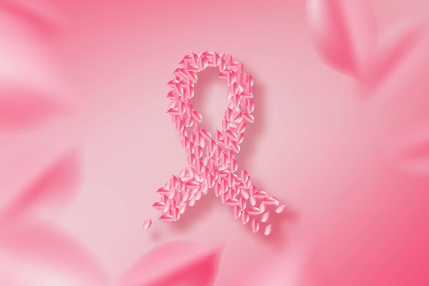 conciencia del cáncer de mama hecha de pétalos de rosa vector
