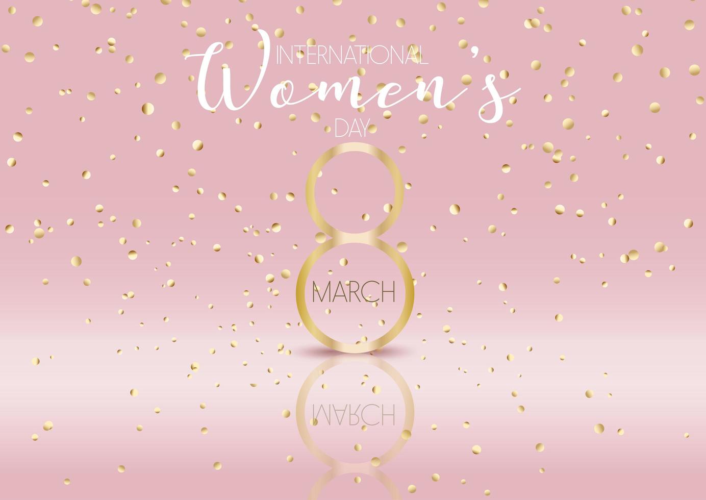 International Women's Day Background with Gold Confetti vector