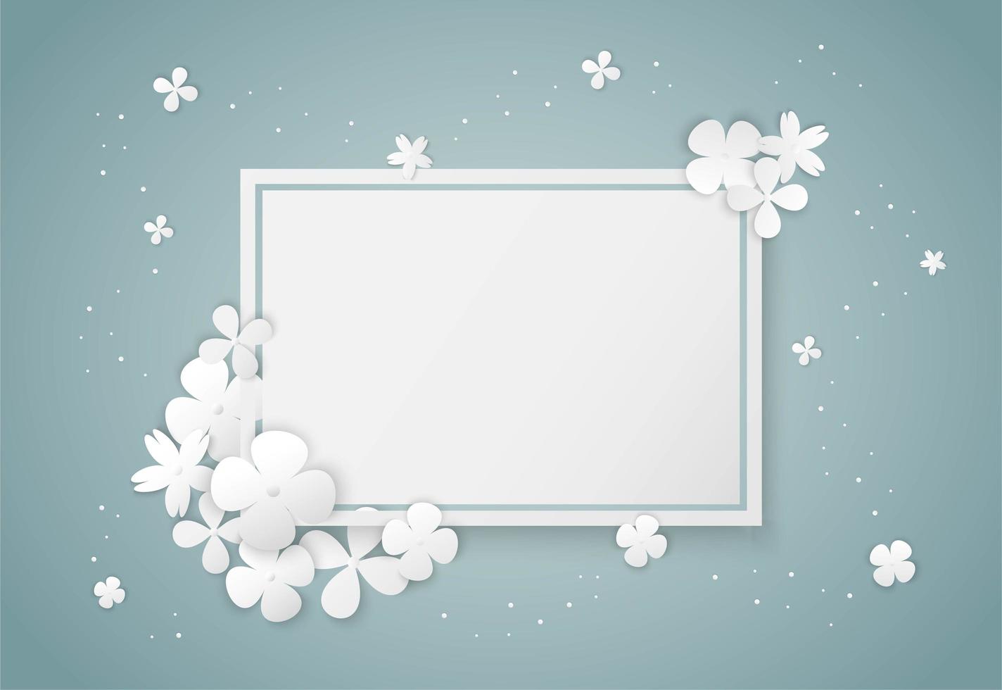 White Flowers Paper Blank Frame vector