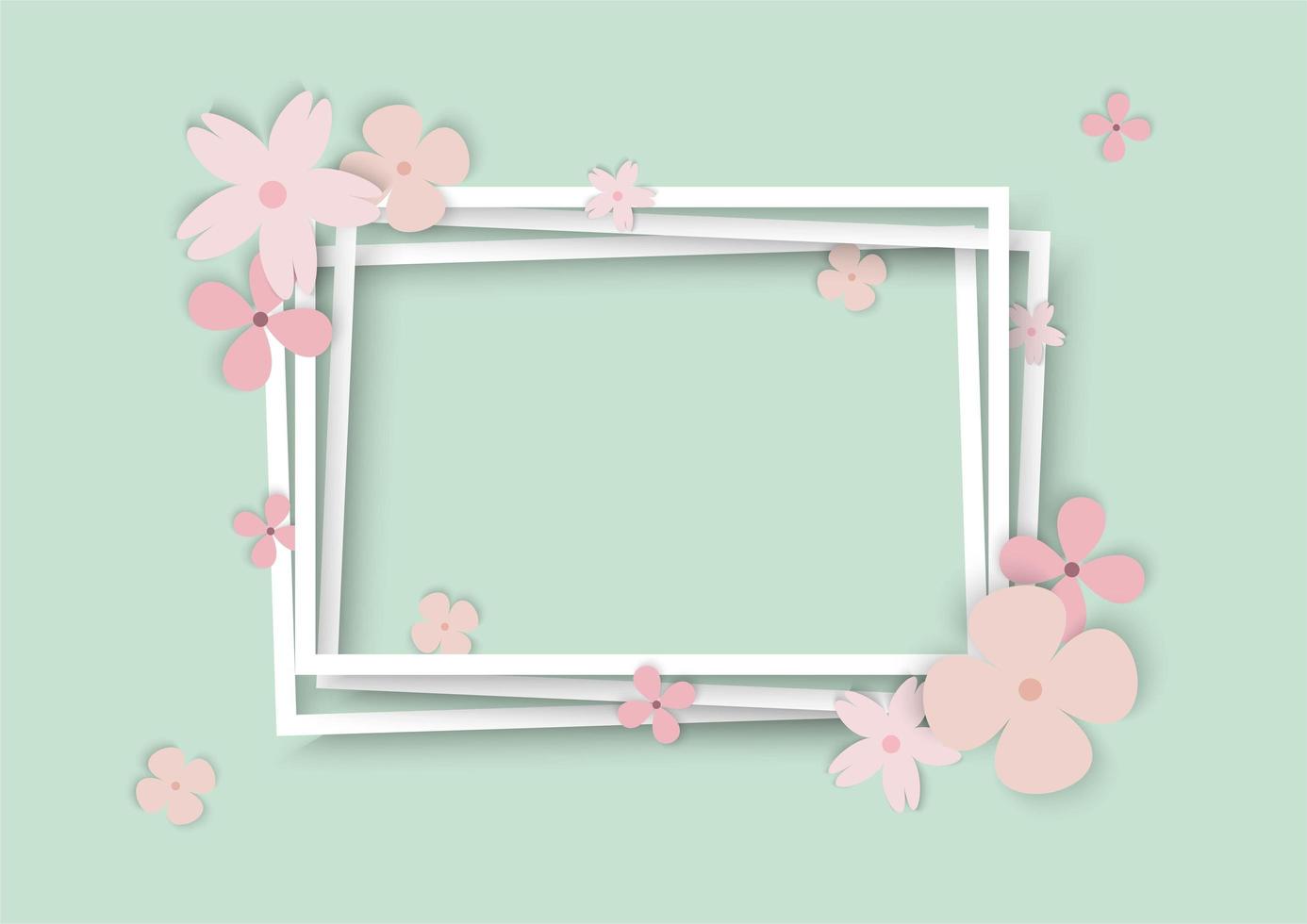 Pastel Flowers White Frame Outline vector