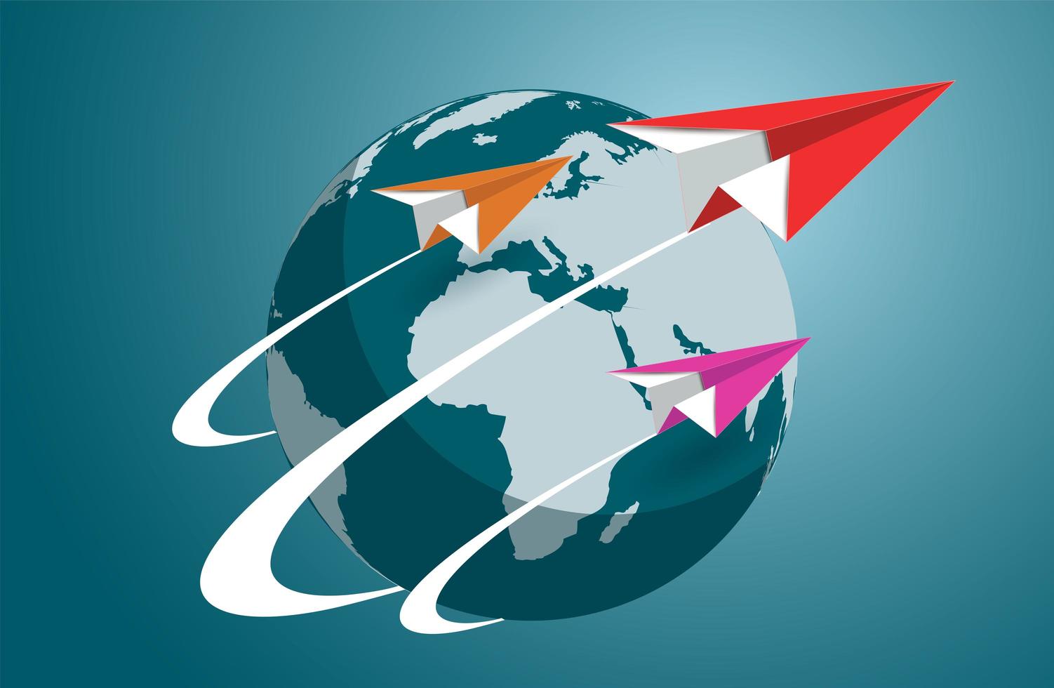 Paper Planes Flying Around the World vector