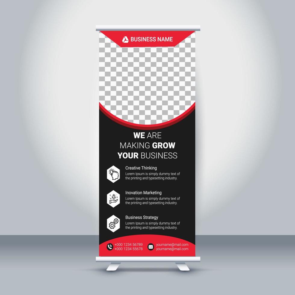 Red and Black Corporate Roll Up Banner  vector