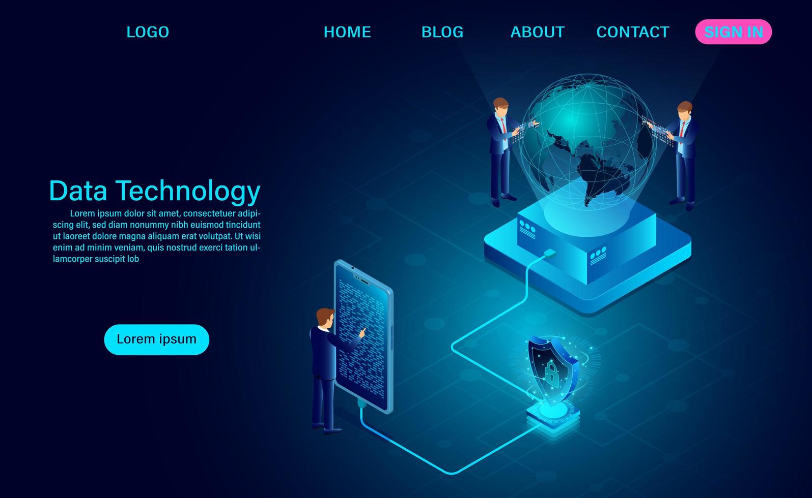 Data Technology Room Landing Page vector