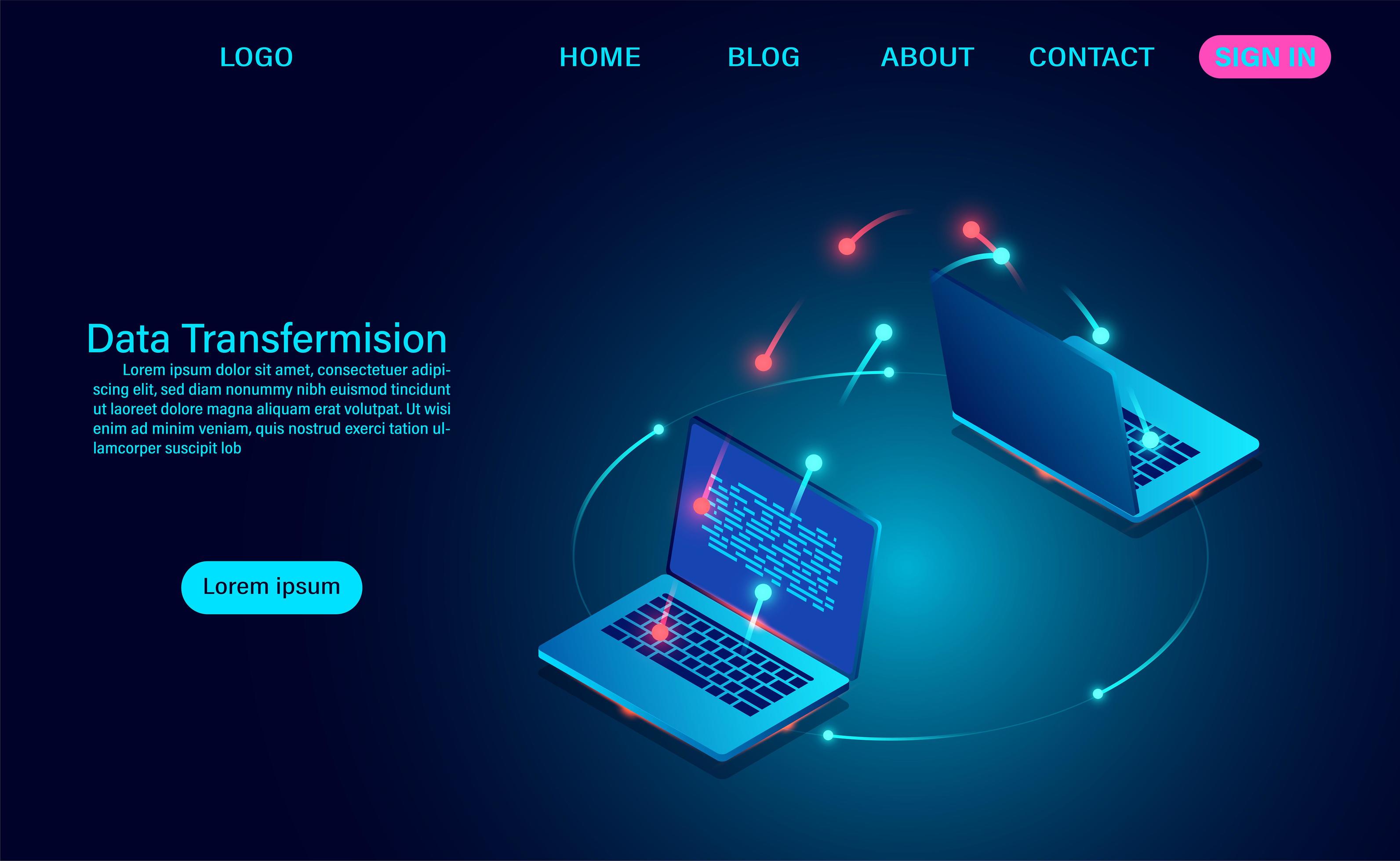 Data Transmission and Exchange Between Laptops 698211 Vector Art at ...